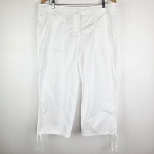 Tommy Bahama White Cropped Pants with Drawstring Hem Women Plus Size 14